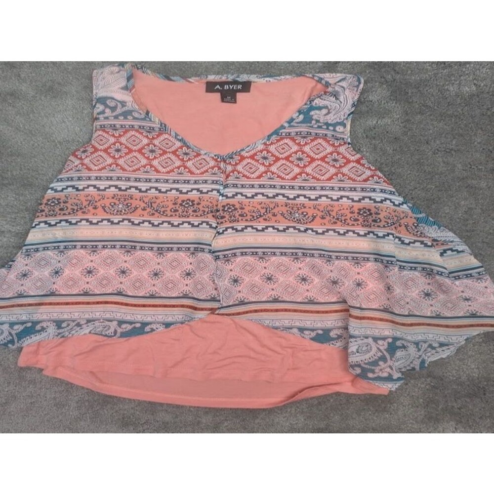 A Byer Tank Top Womens Size Medium Layered Multicolored Light Weight Sleeveless